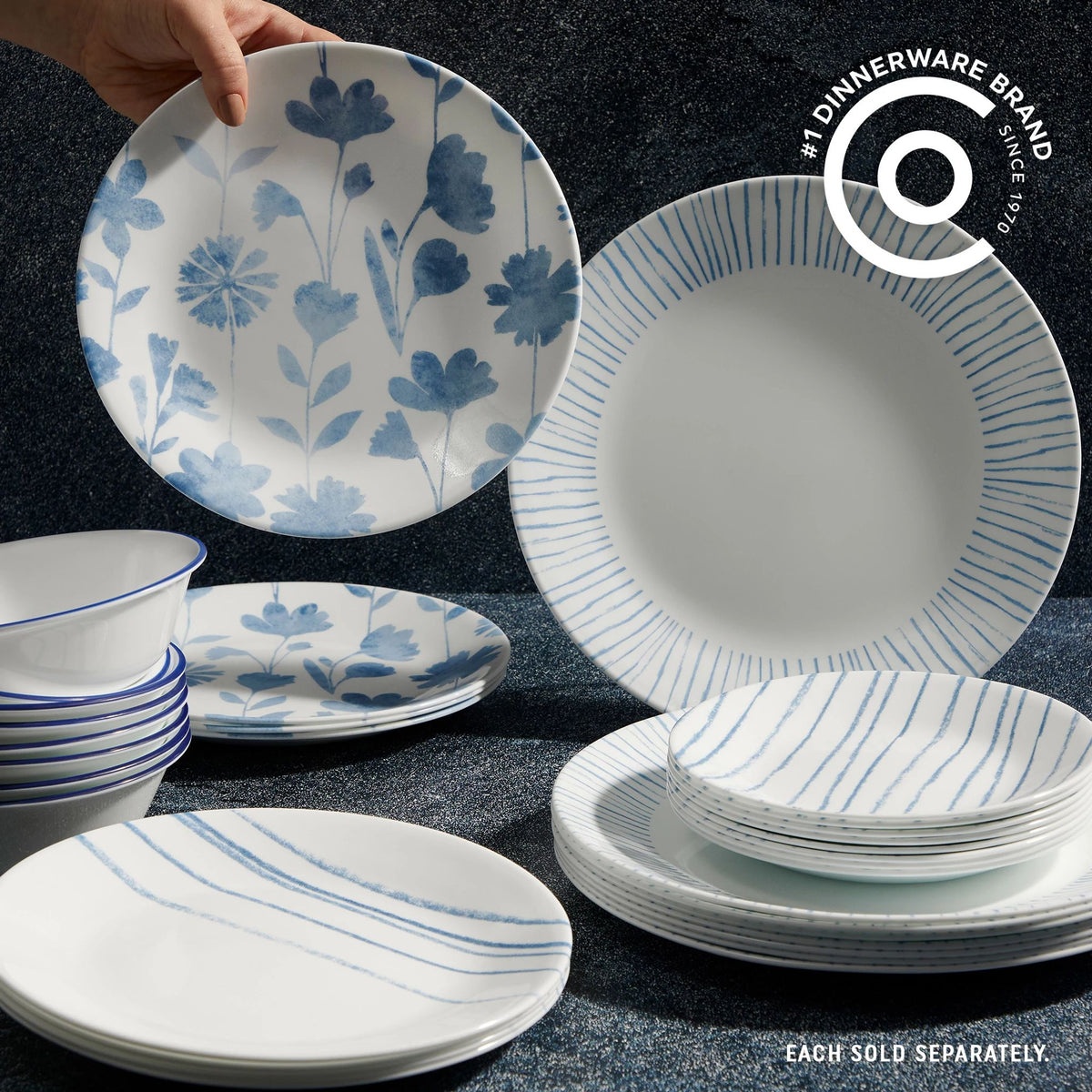 Corelle® Botanical Stripes 8.5" Salad Plates, 6 Pack - Image 3