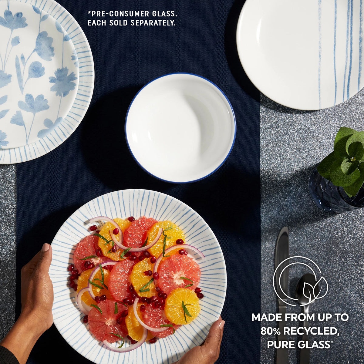 Corelle® Botanical Stripes 8.5" Salad Plates, 6 Pack - Image 5