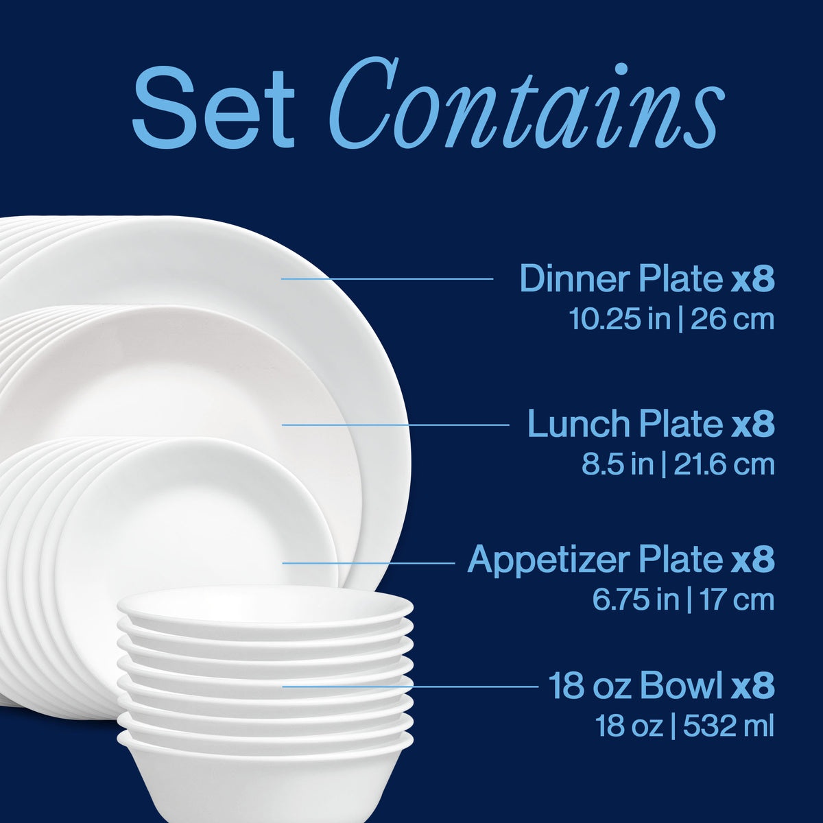 Corelle® Shimmering White 32-piece Dinnerware Set, Service for 8 - Image 3