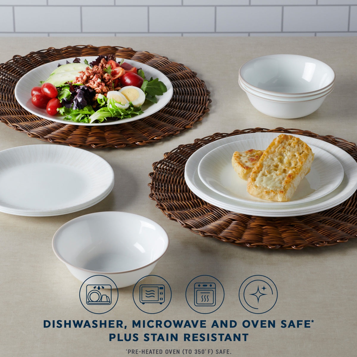 Corelle® Hushed Lines 12-piece Dinnerware Set, Service for 4 - Image 4