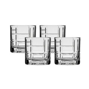 Ocean Glass Traze FTR Rocks Glasses (4-Pieces), 12-ounce, Dishwasher Safe
